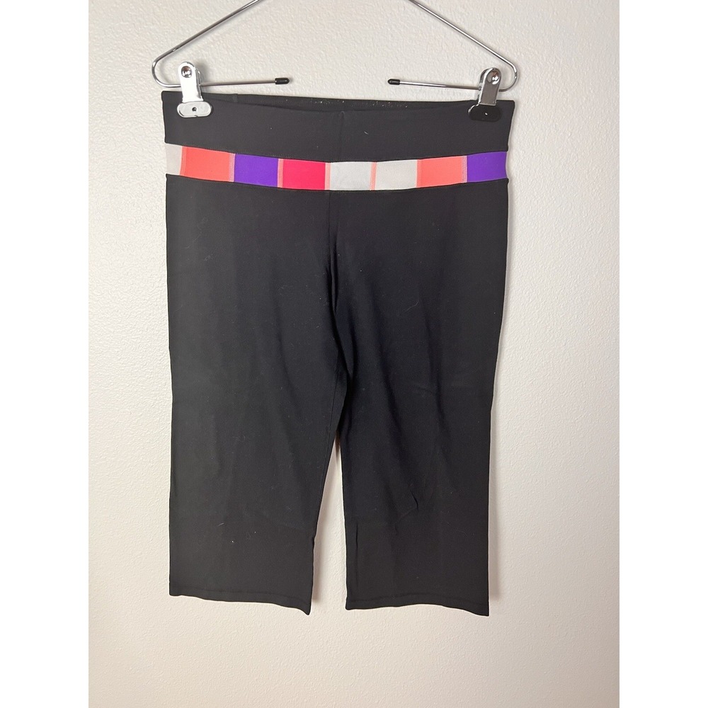 Lululemon Womens Black Elastic Waist Straight Leg Pull On Capri Leggings 8